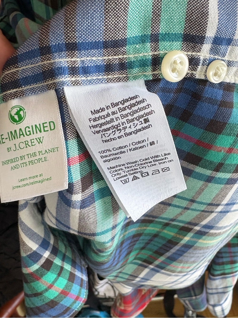 J.Crew Men's Broken-In Organic Cotton Oxford Shirt Plaid Size XL - Like New - Picture 10 of 10